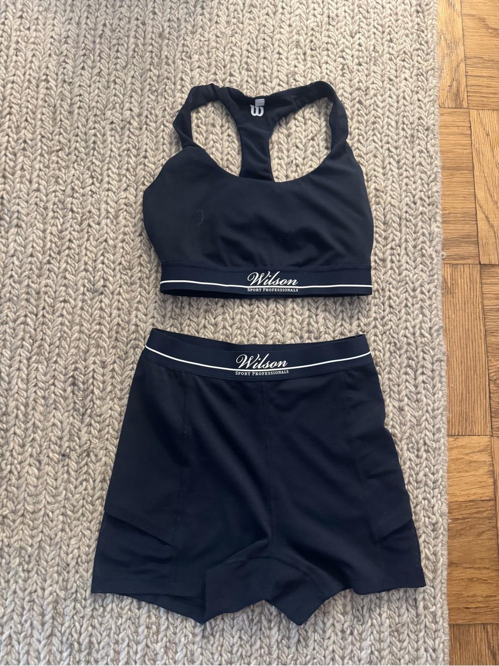 Wilson Set - Navy Doubles Racerback Bra and Tennis Ball Shorts Sz Small